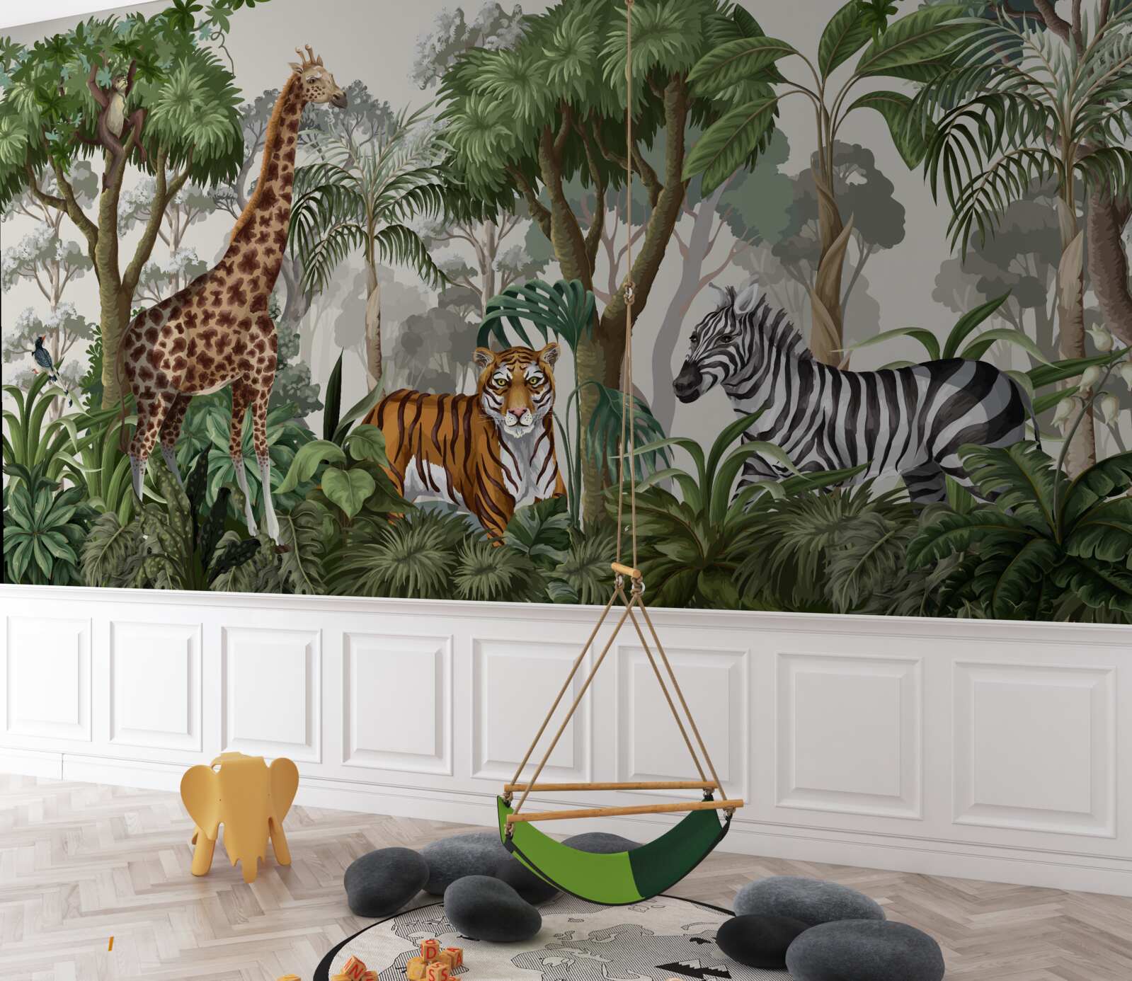 Fototapeten Afrikanische Tiere in der Waldumgebung