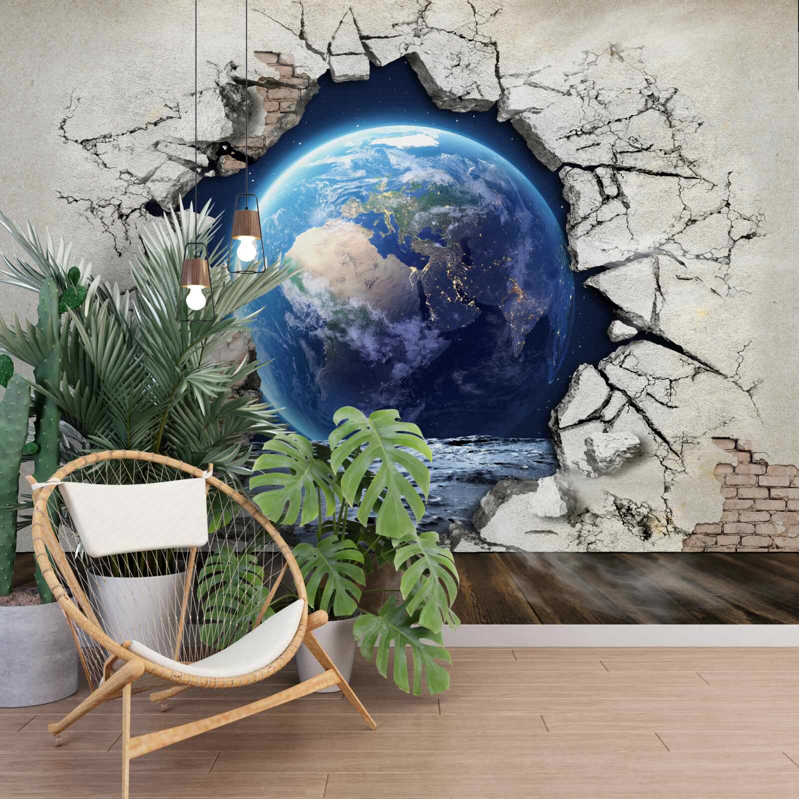 Fototapeten Planet hinter der Wand