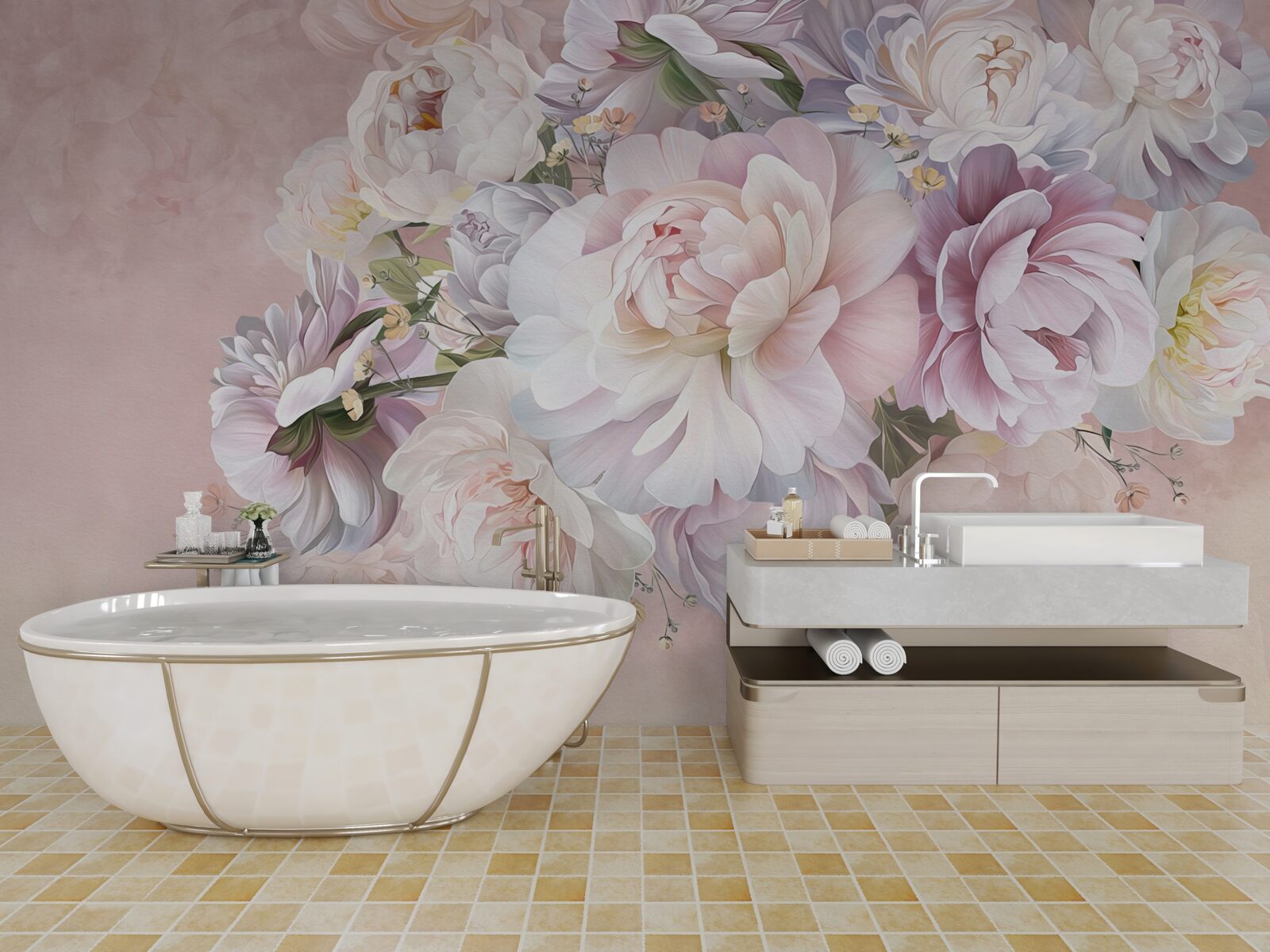 Fototapeten Elegante Komposition von Frühlingsblumen