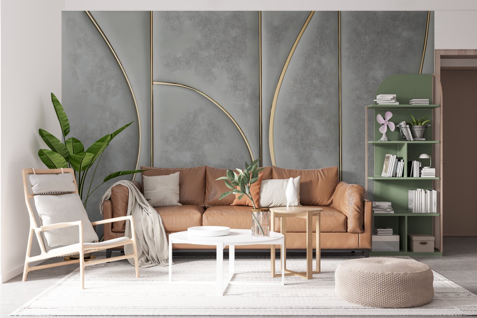 Fototapeten Graue Textur mit goldenen Linien