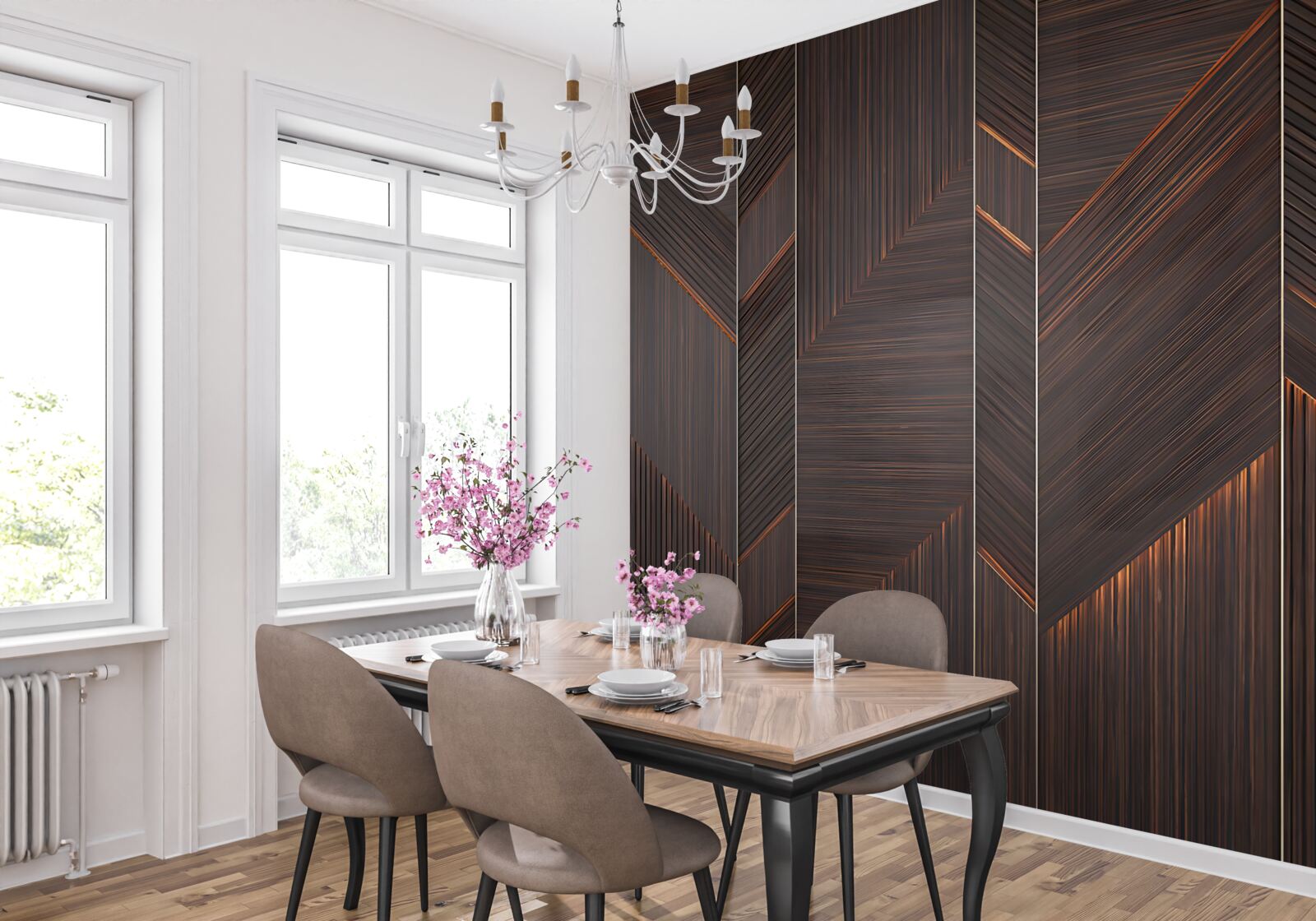 Fototapeten poliertes Dark Parquet Board