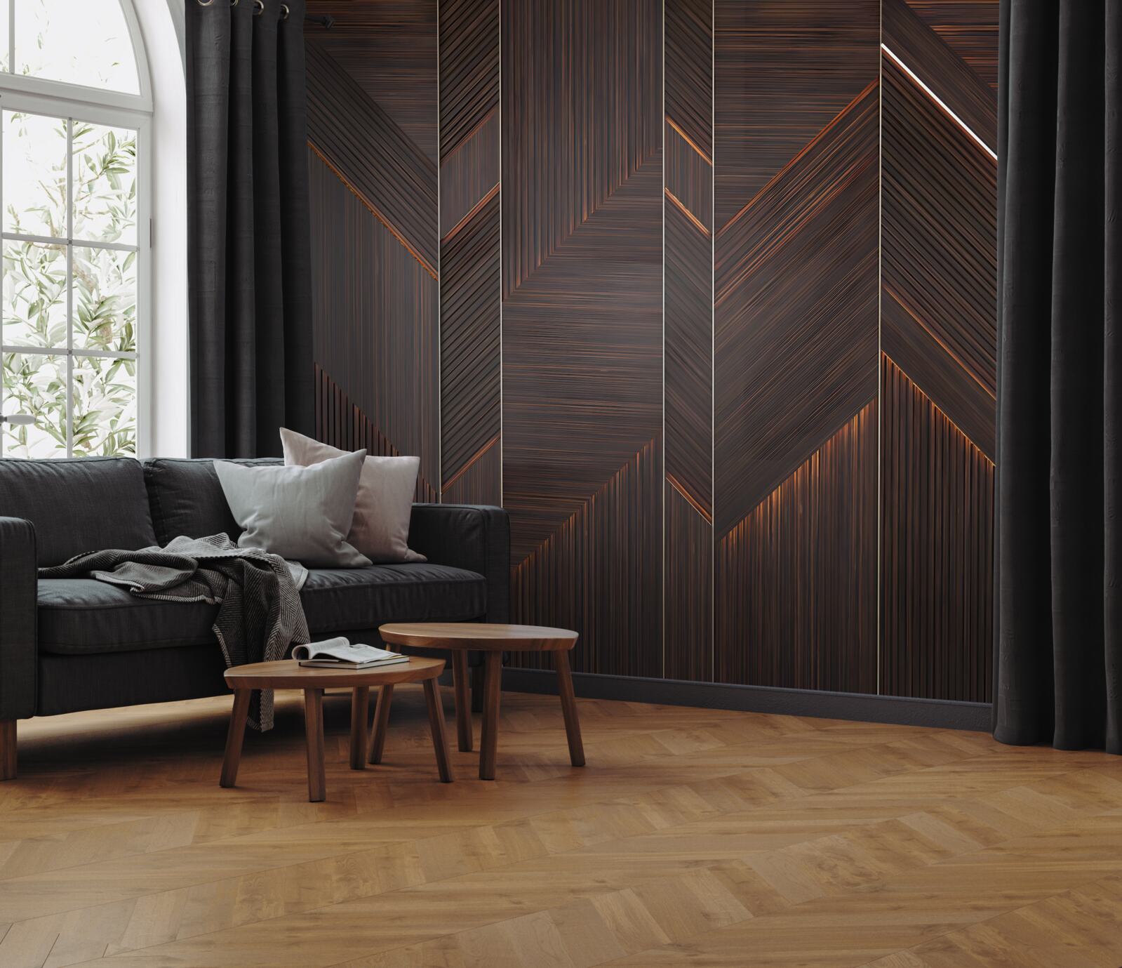 Fototapeten poliertes Dark Parquet Board