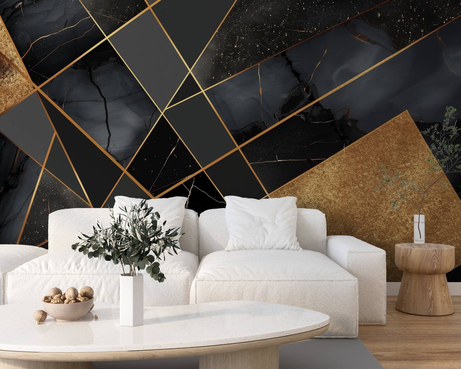 Fototapeten Schwarzer Marmor mit goldenen Venen