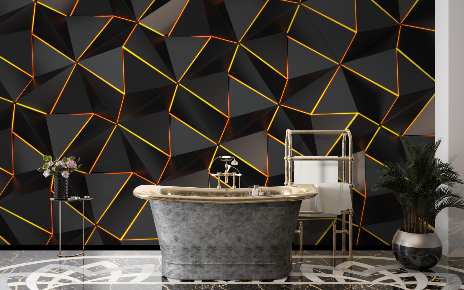 Fototapeten 3D -Pyramiden mit Gold