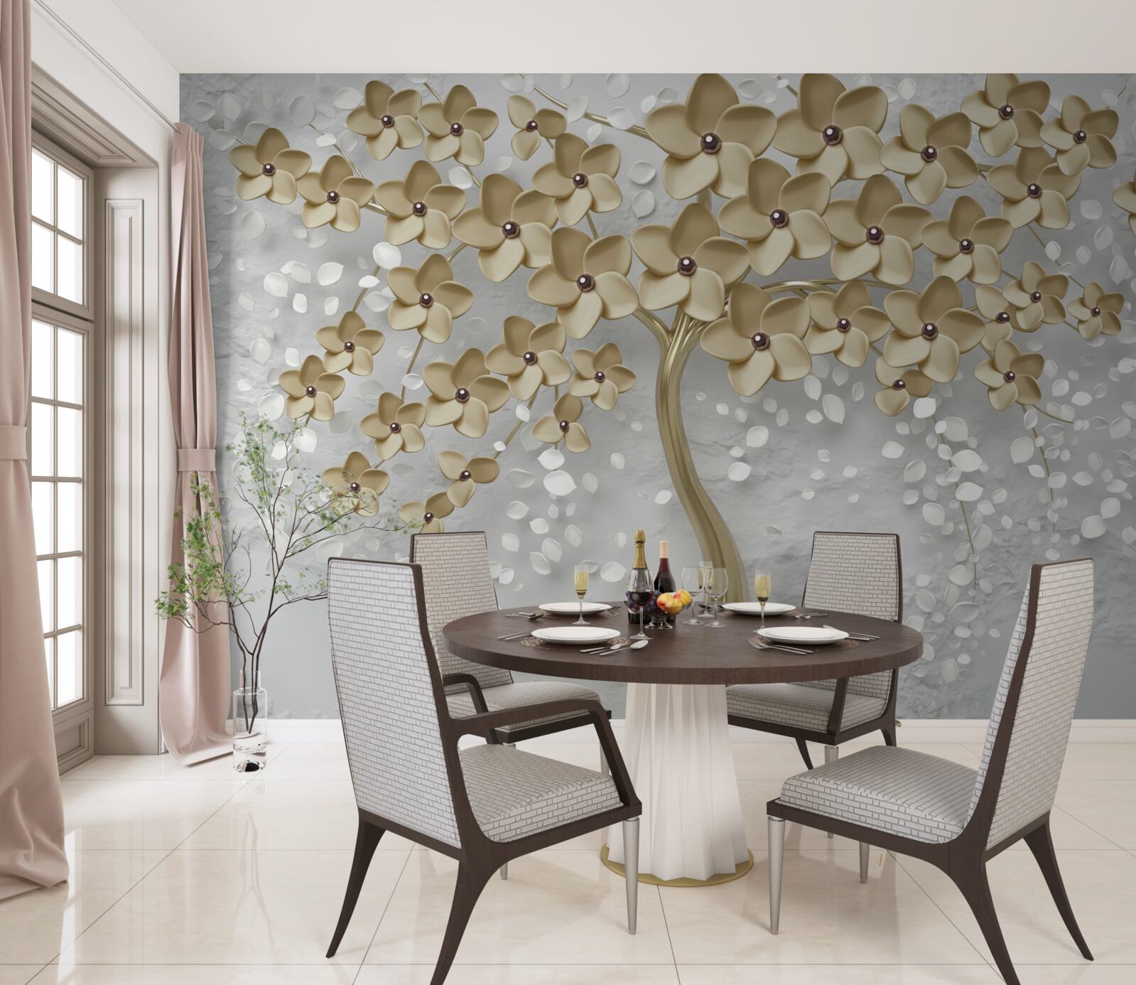 Fototapeten Ein Baum mit goldenen Blüten übersät