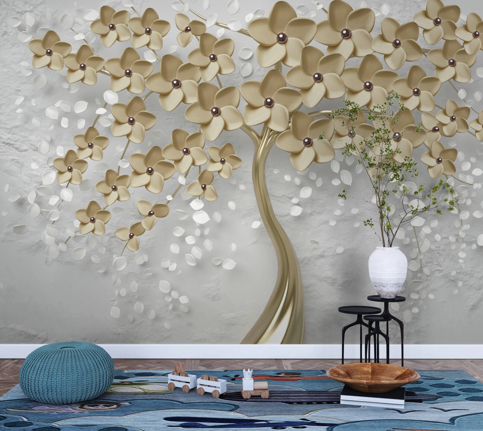 Fototapeten Ein Baum mit goldenen Blüten übersät