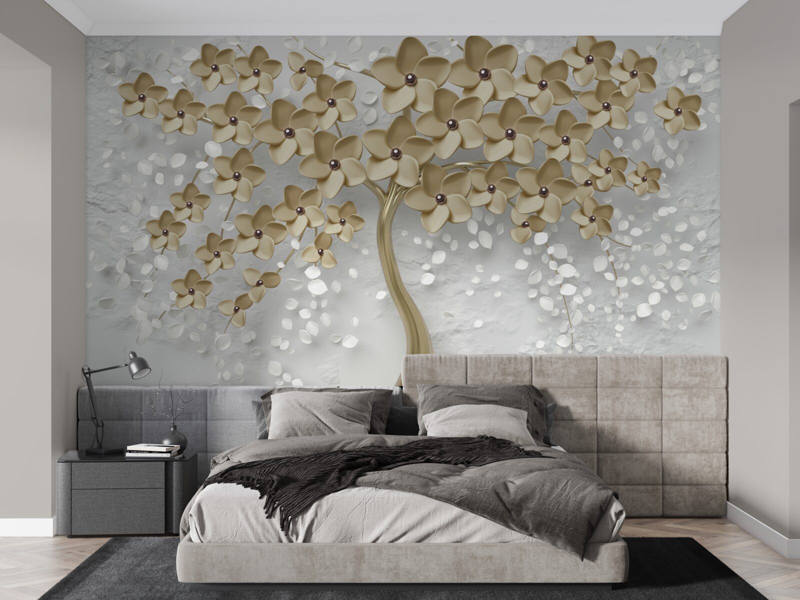 Fototapeten Ein Baum mit goldenen Blüten übersät