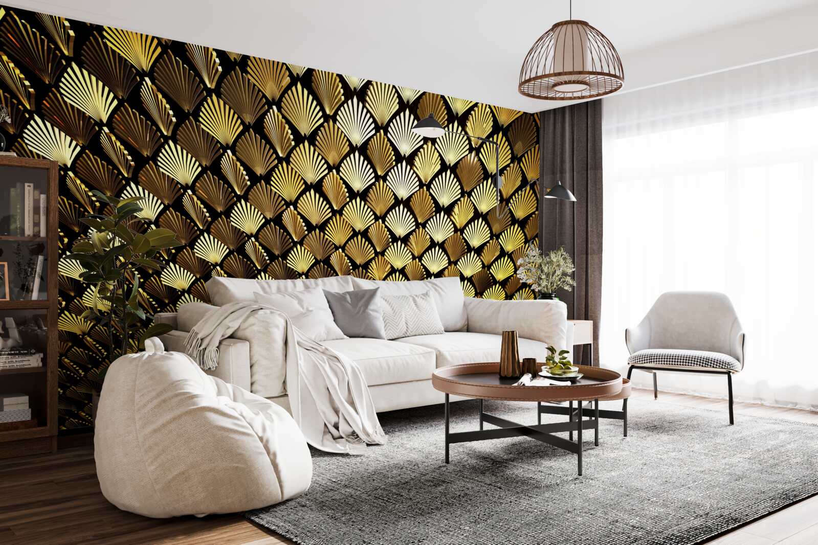 Fototapeten Abstraktion aus goldfarbenem Gold