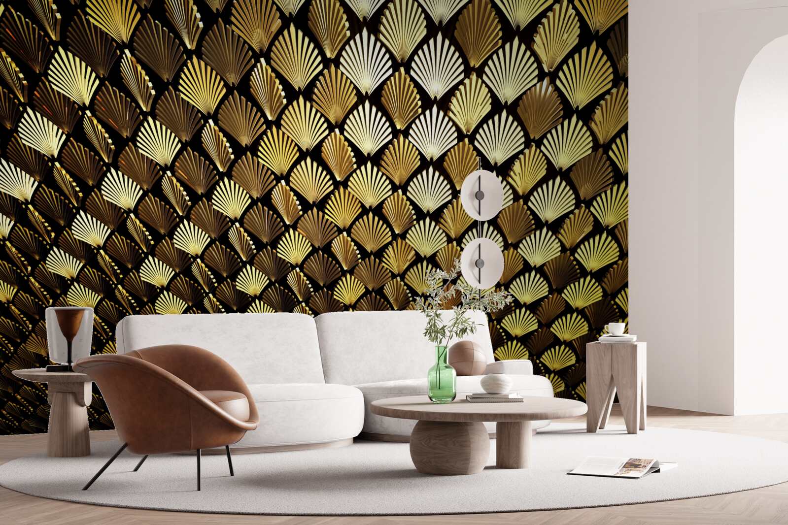 Fototapeten Abstraktion aus goldfarbenem Gold