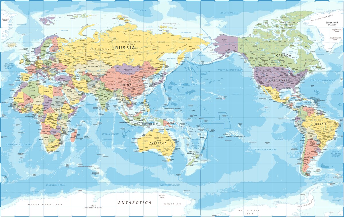 Fototapeten Die aktuelle Karte der Welt aus politischer Sicht