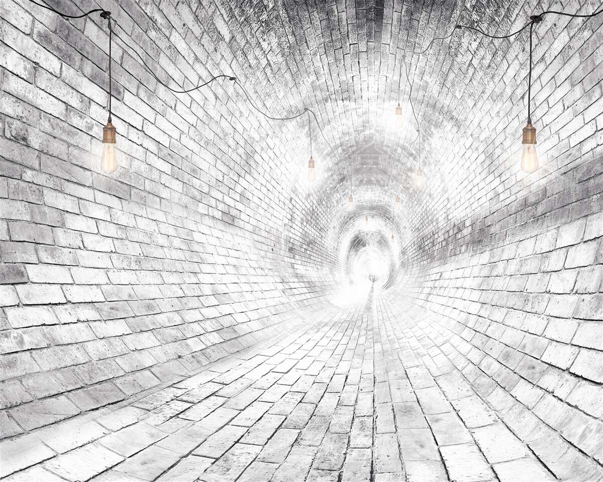 Fototapeten Ziegeltunnel, der endlos ist