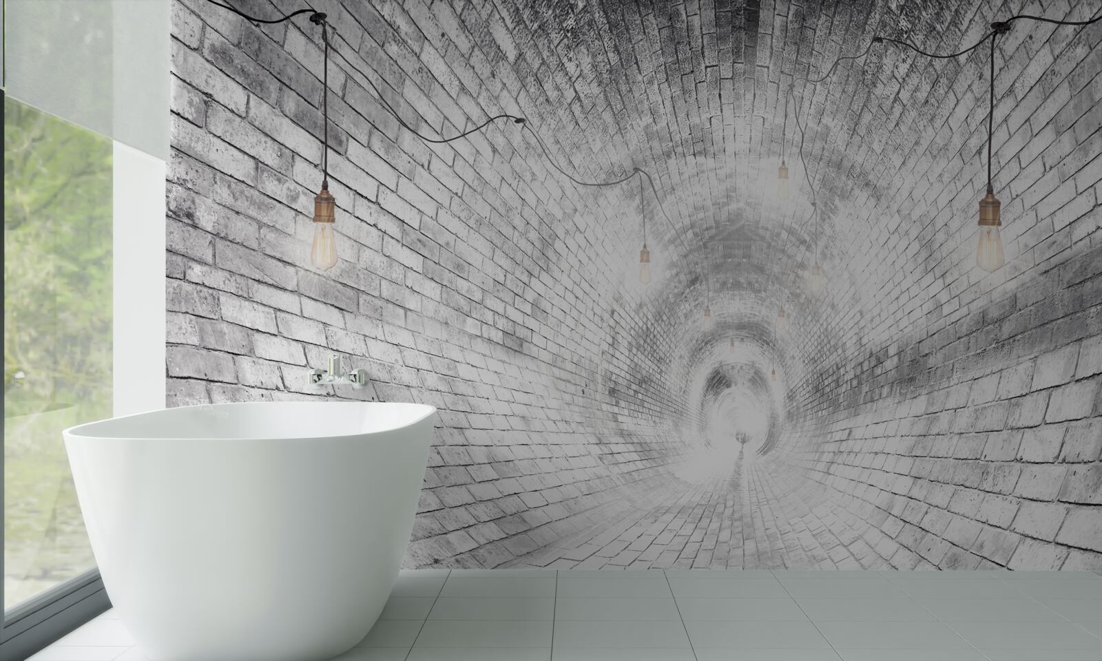 Fototapeten Ziegeltunnel, der endlos ist