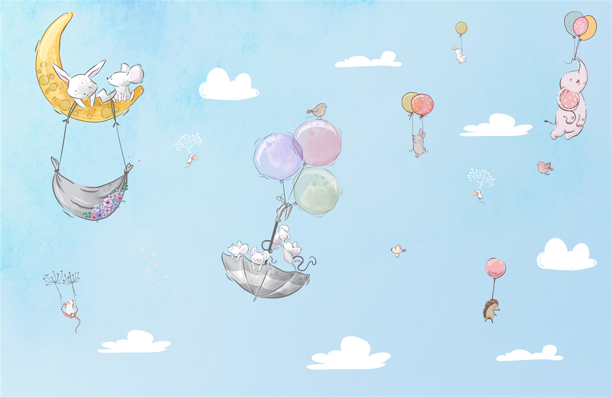 Fototapeten Luftballons und Tiere