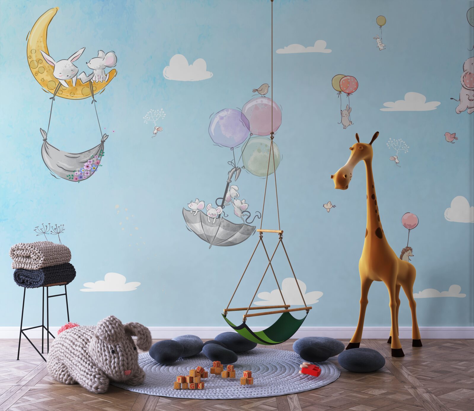 Fototapeten Luftballons und Tiere