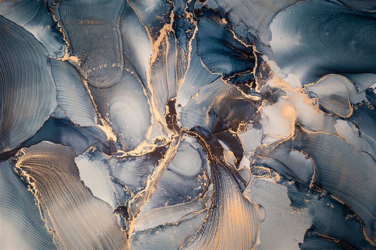 Fototapeten Marmor in reichen Blau- und Goldtönen