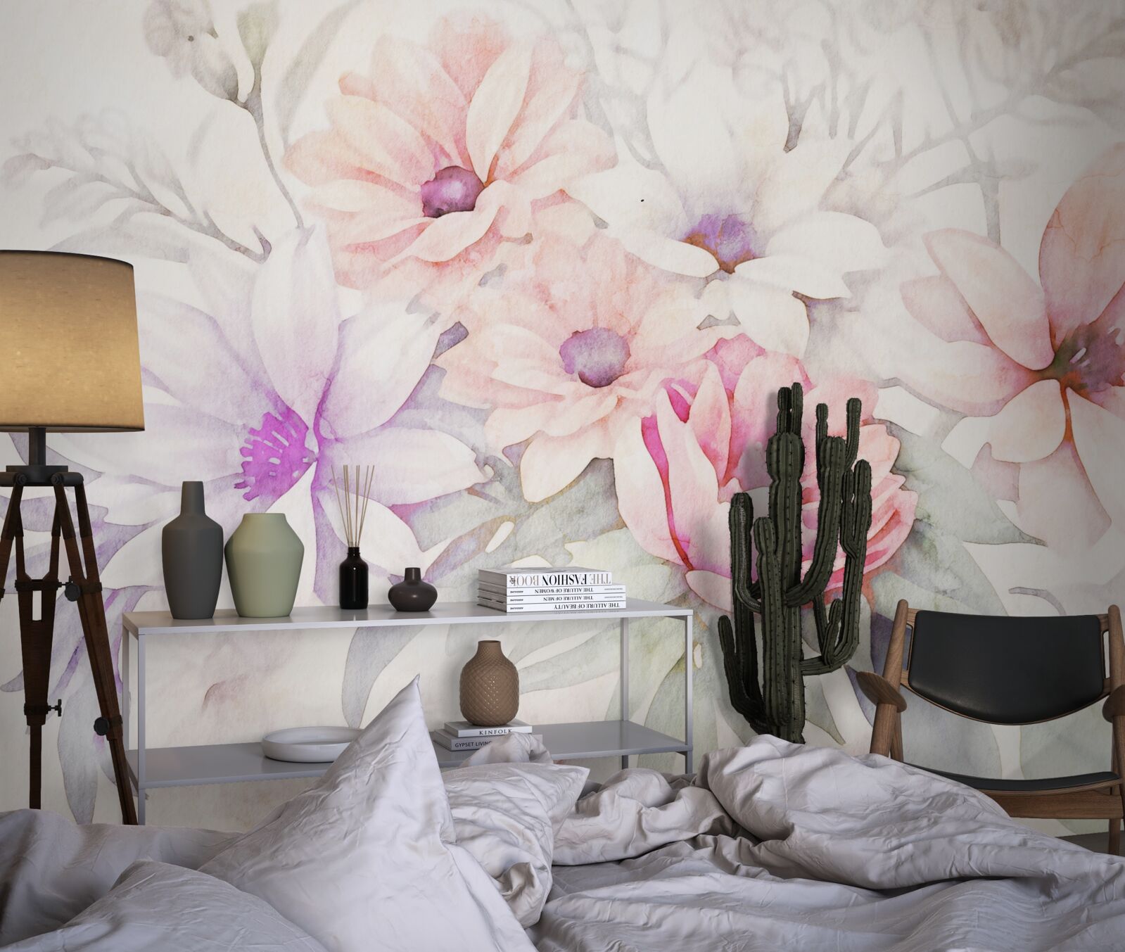 Fototapeten Aquarellknospen von zarten Blumen