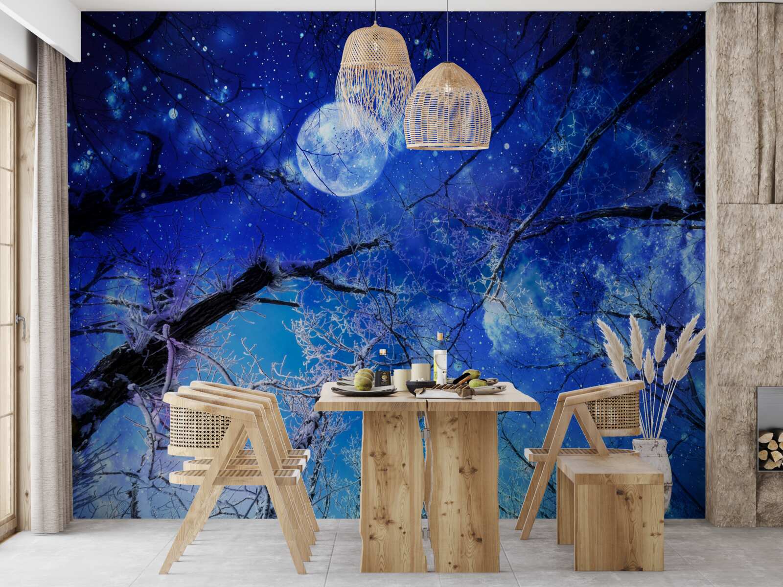 Fototapeten heller Nachthimmel und Mond