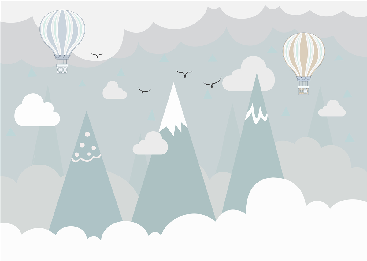 Fototapeten Luftballons vor dem Hintergrund der Berge