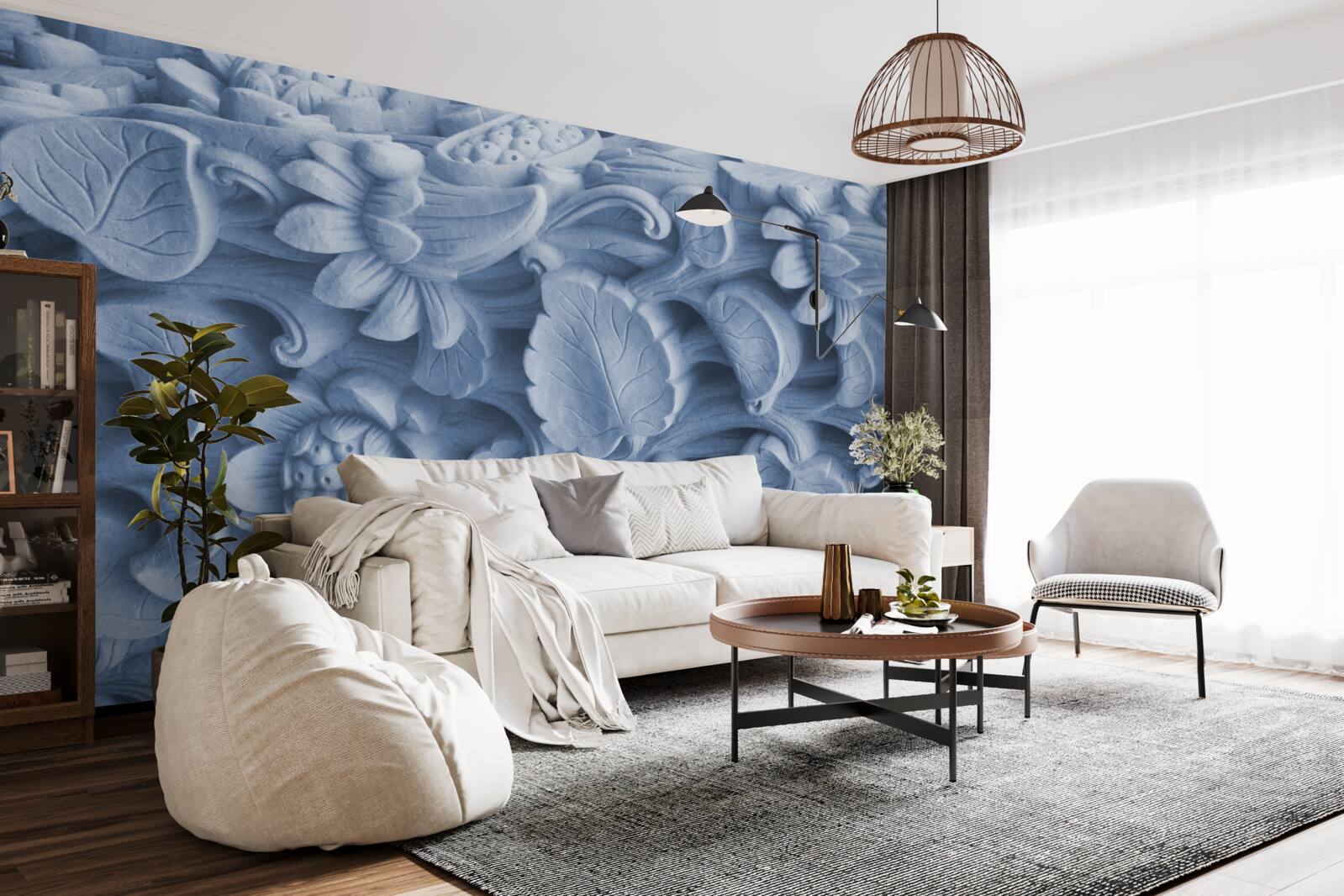 Fototapeten Blatttextur auf Gips
