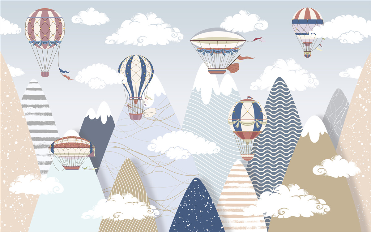 Fototapeten fliegende Luftballons für beheizte Luft