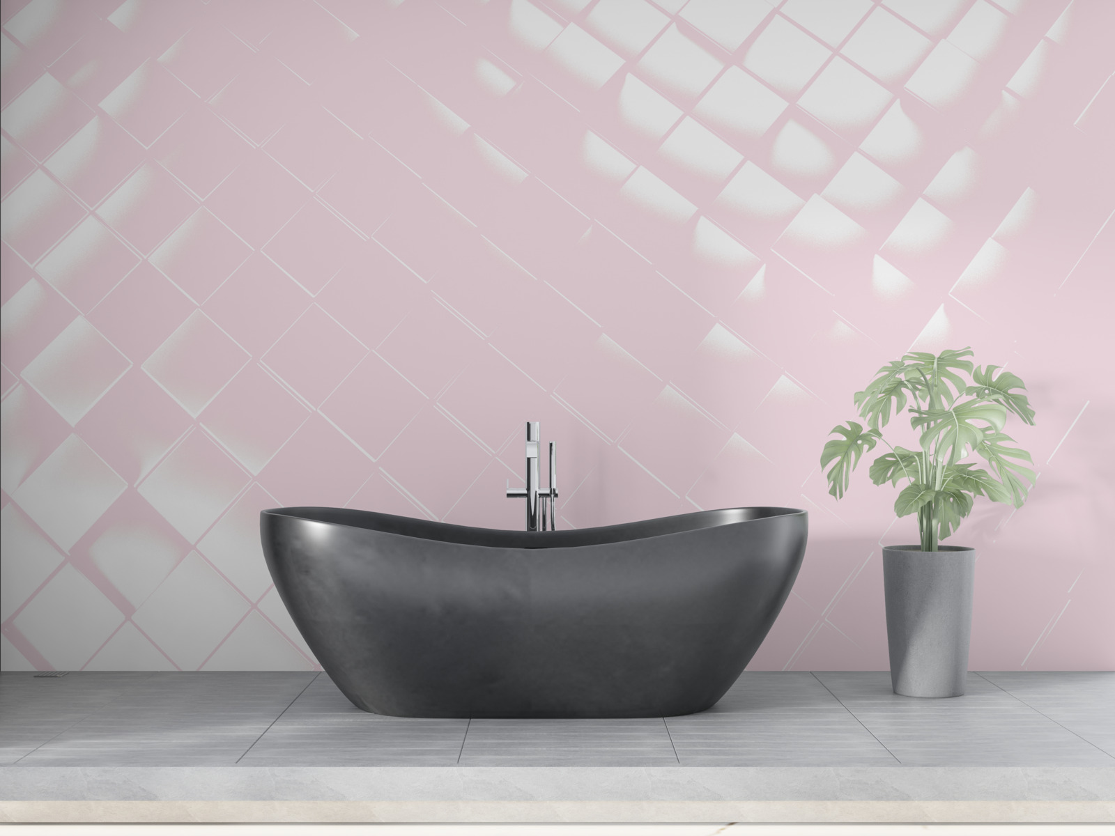 Fototapeten Geometrie in Weiß- und Rosa -Schatten