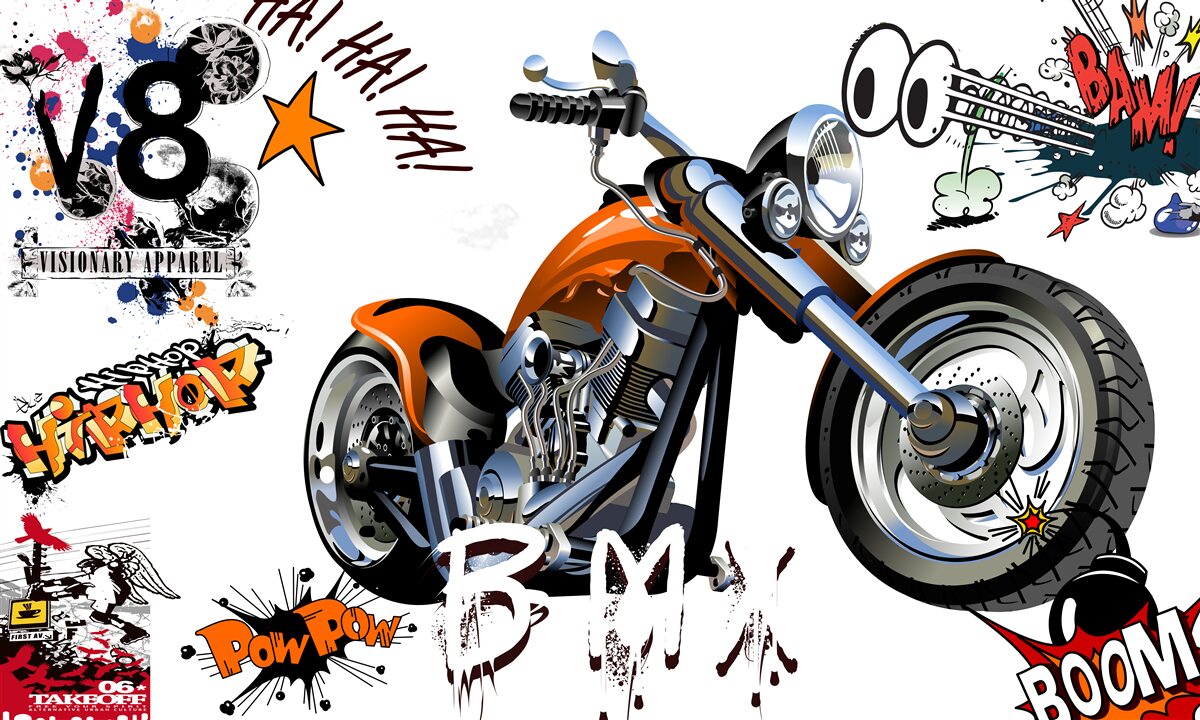 Fototapeten Motorrad mit Textmustern
