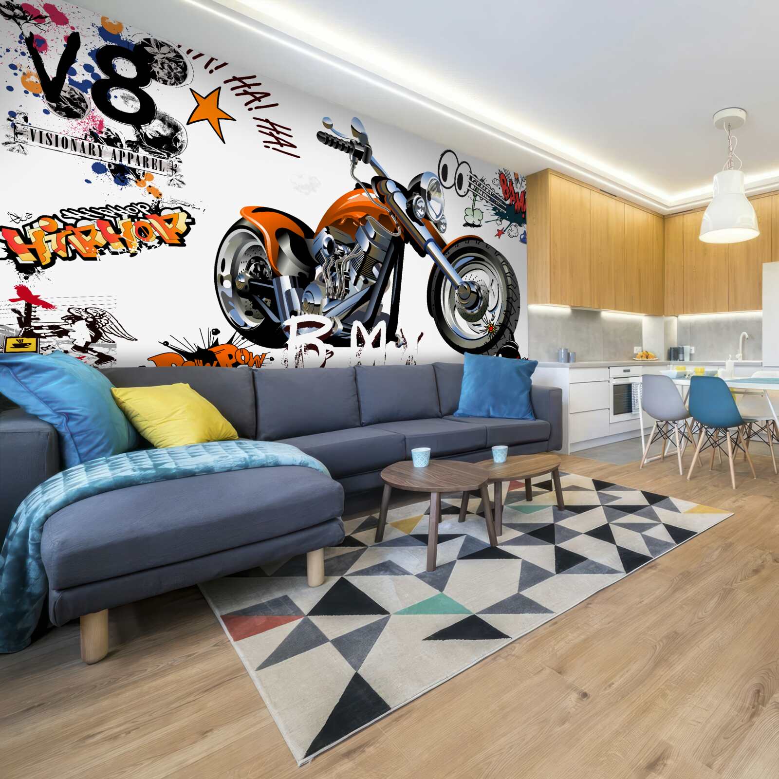 Fototapeten Motorrad mit Textmustern
