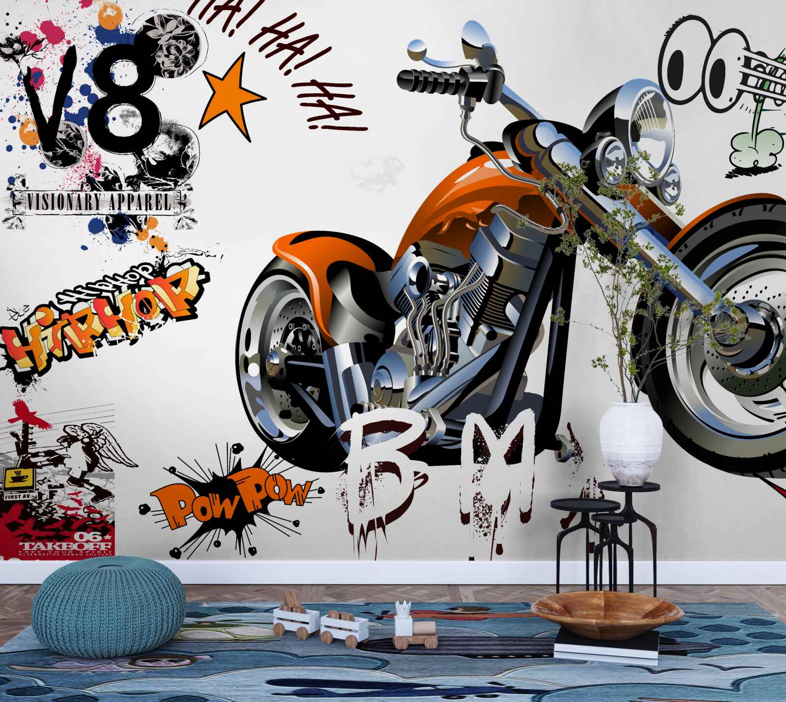 Fototapeten Motorrad mit Textmustern