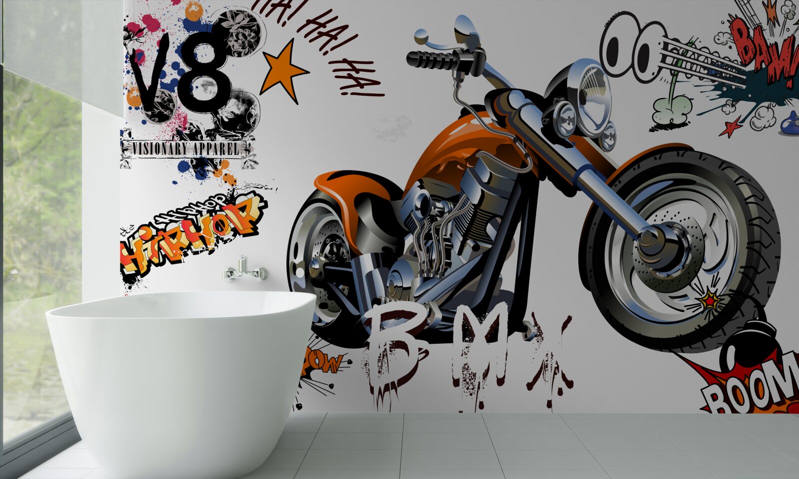 Fototapeten Motorrad mit Textmustern
