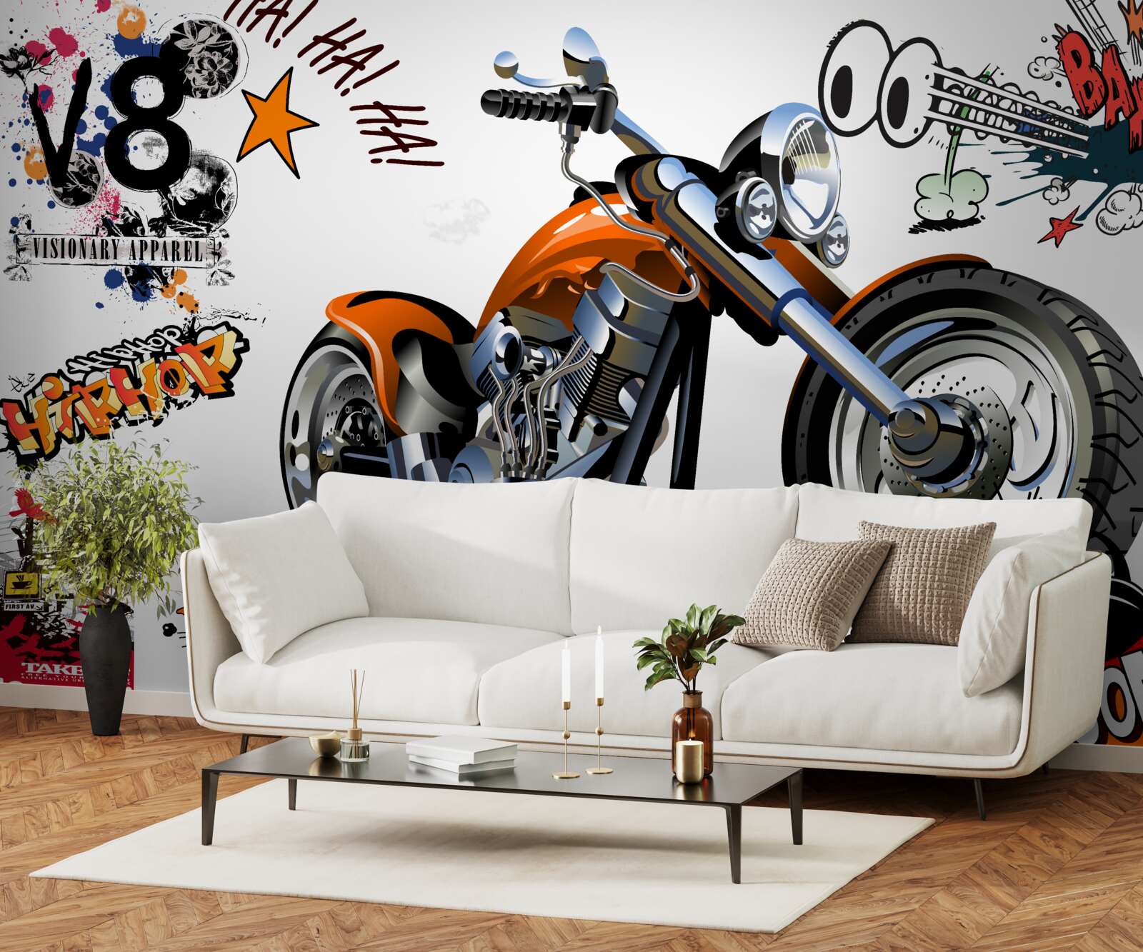 Fototapeten Motorrad mit Textmustern