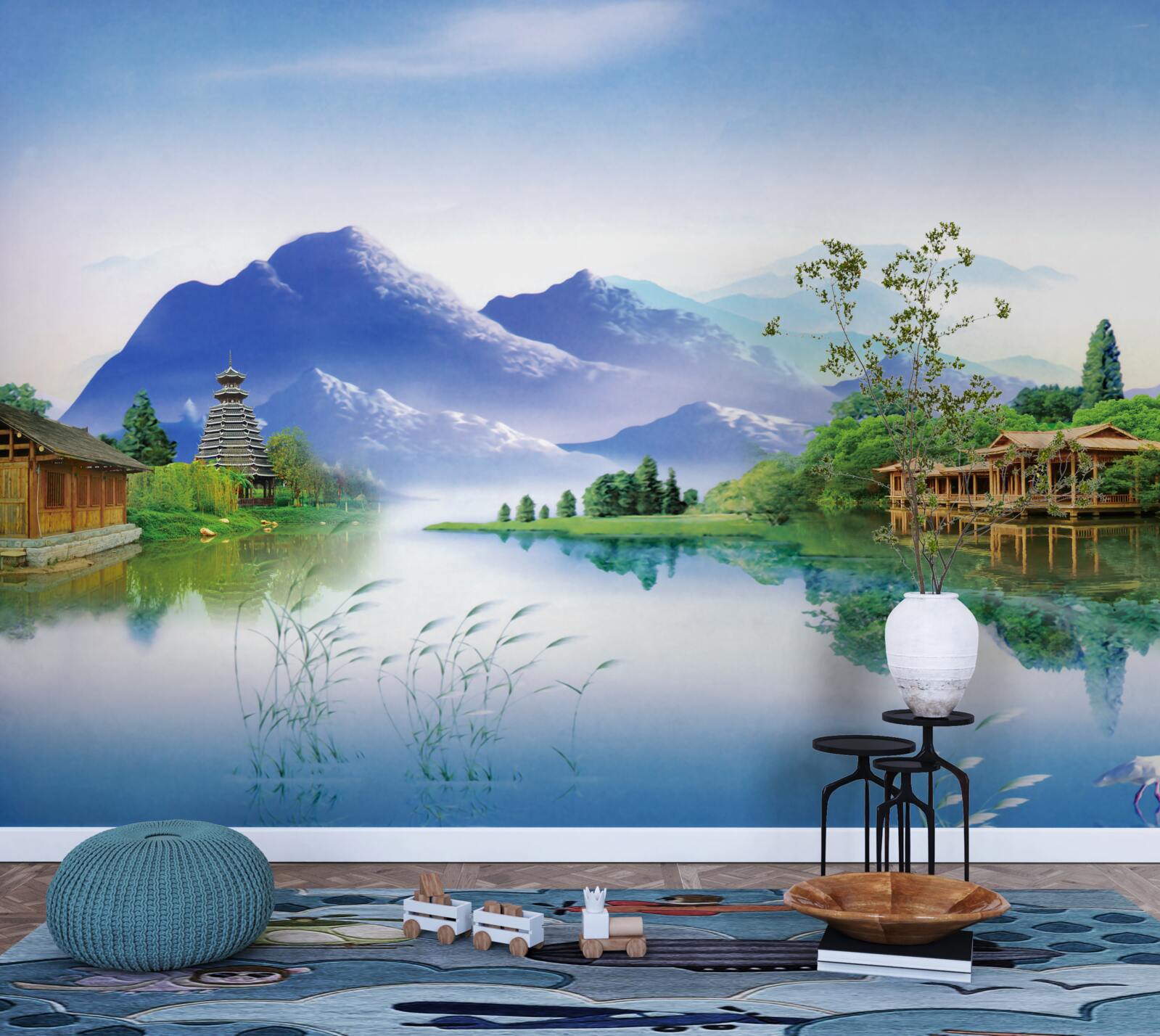 Fototapeten Bergsee in der Sommerlandschaft