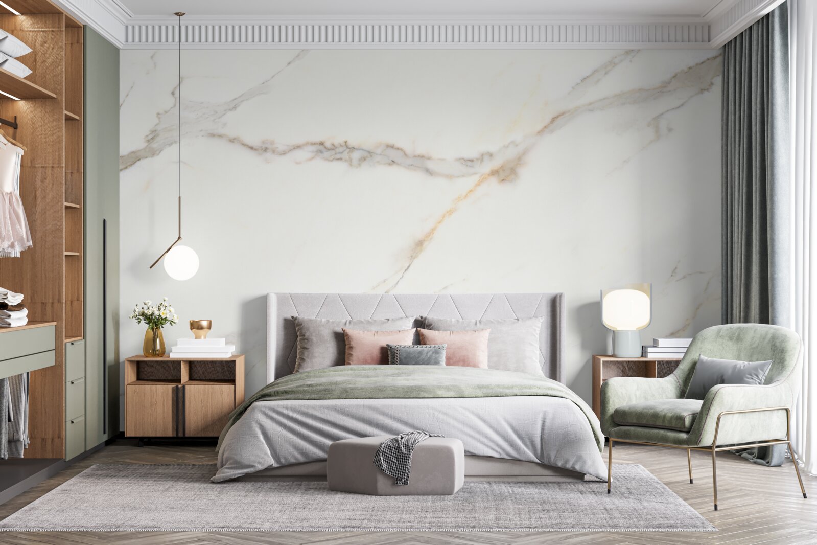 Fototapeten weicher Creme Marmor