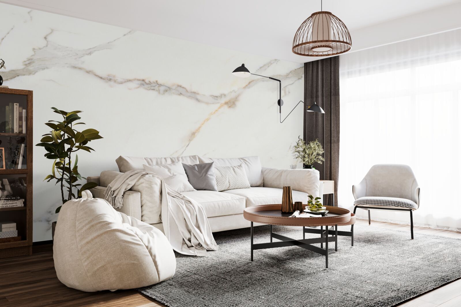 Fototapeten weicher Creme Marmor