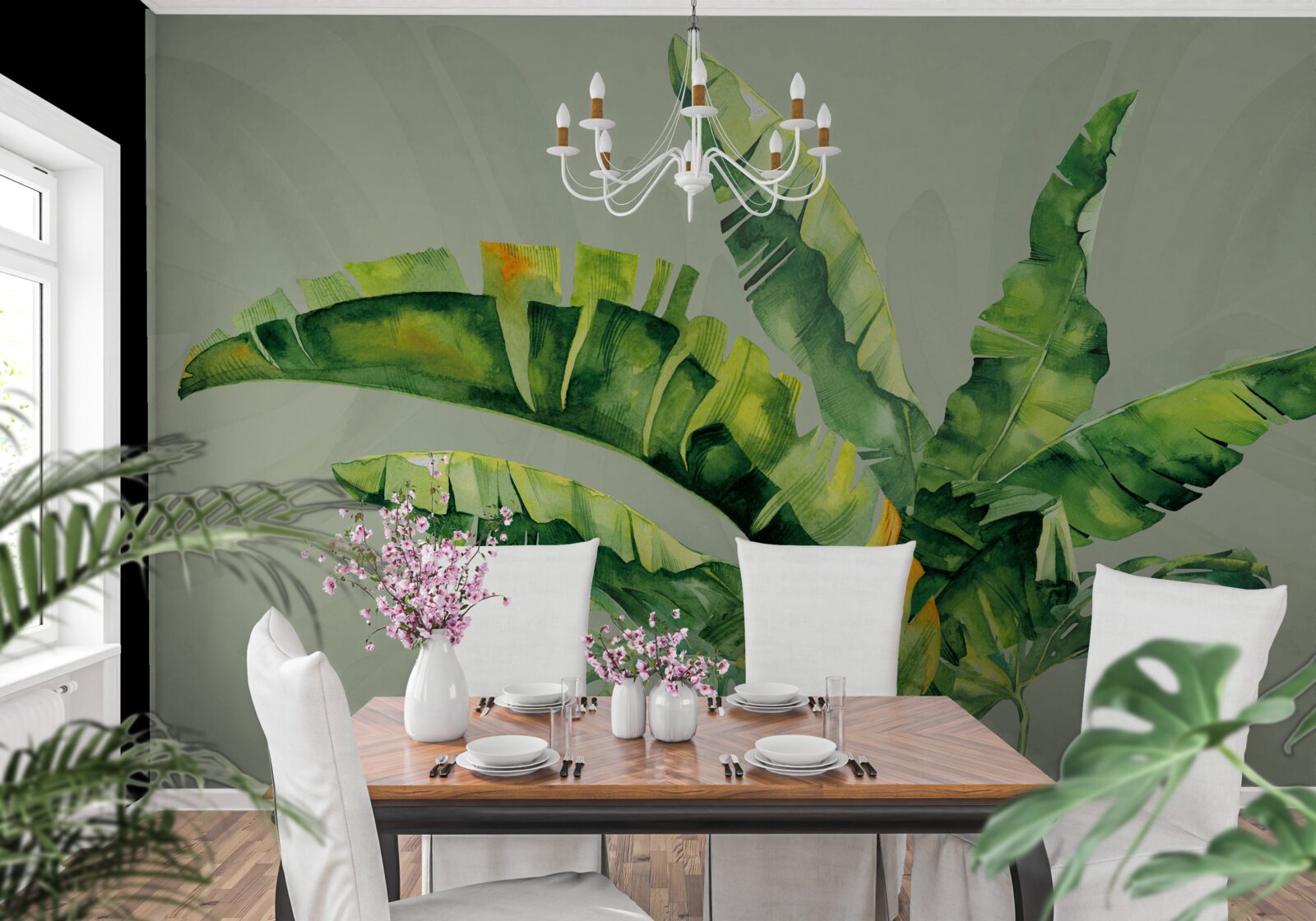 Fototapeten Monstera und Green Paproć