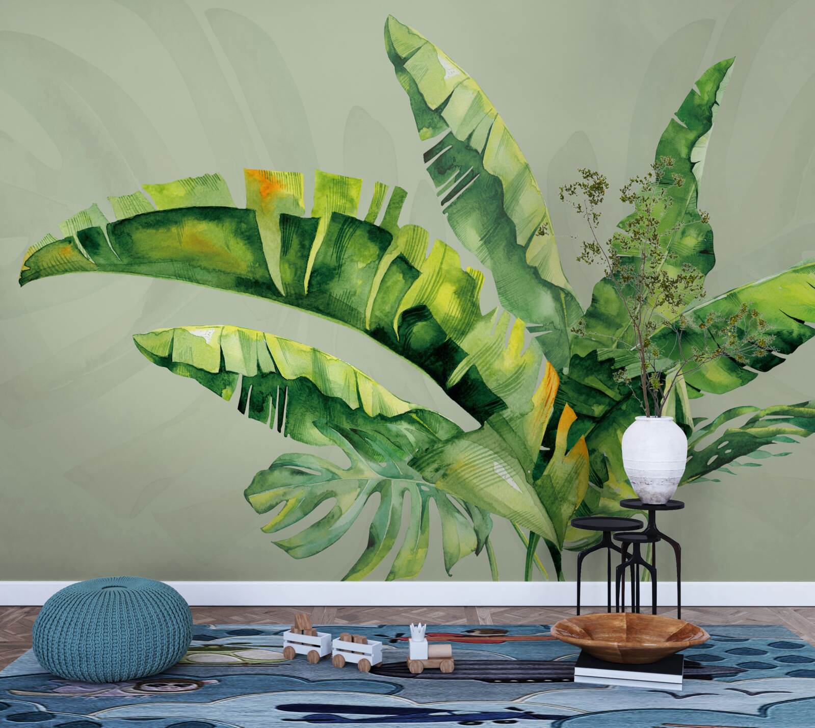 Fototapeten Monstera und Green Paproć