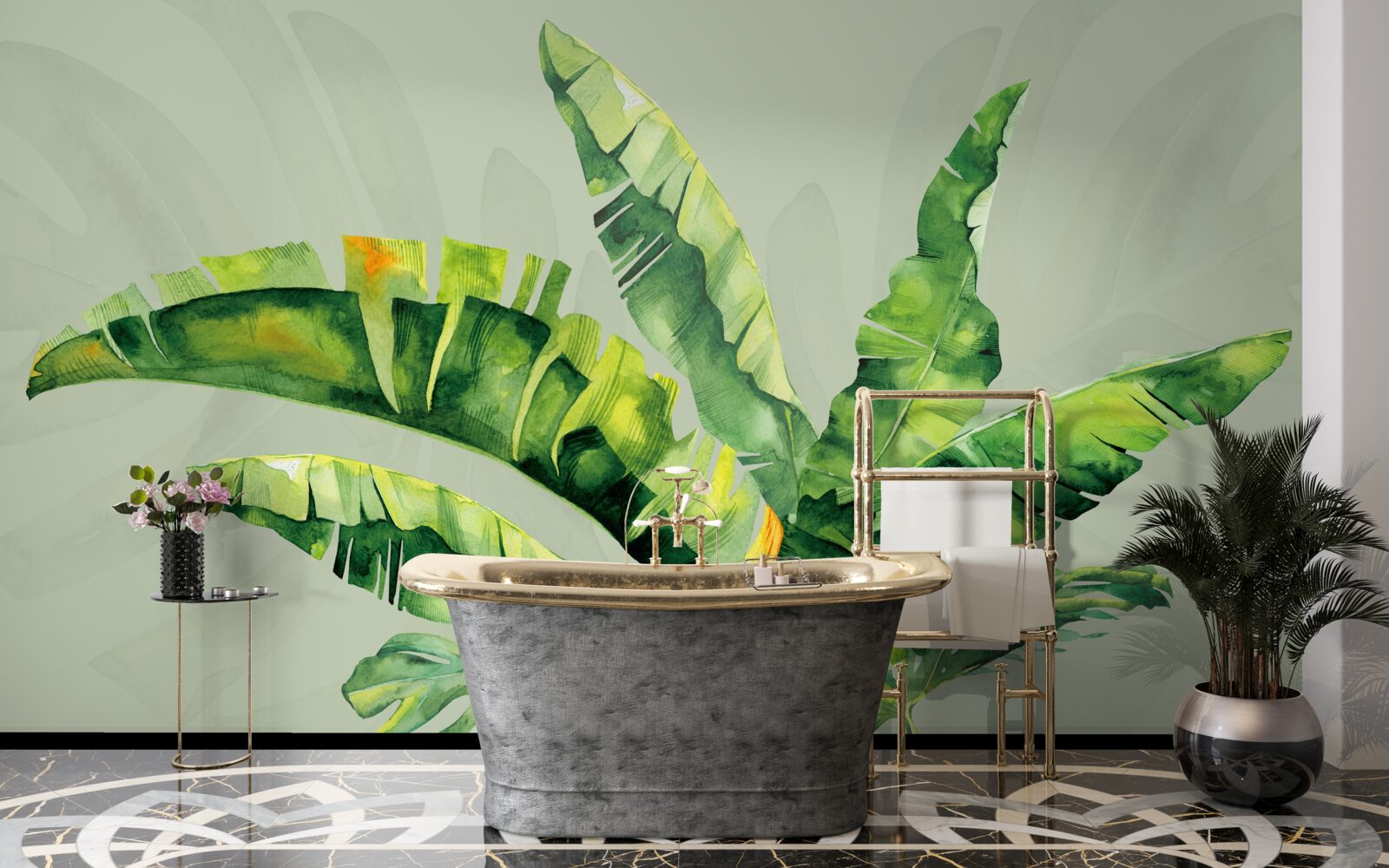 Fototapeten Monstera und Green Paproć
