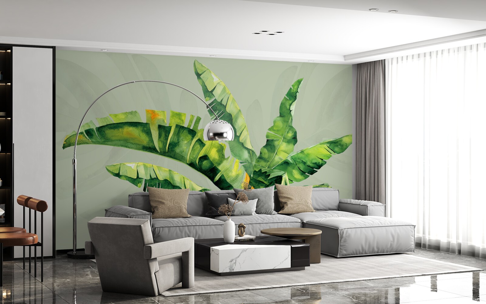 Fototapeten Monstera und Green Paproć
