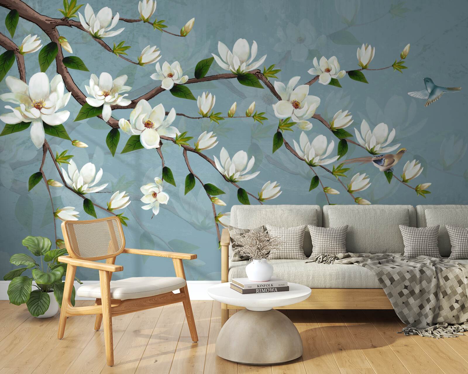 Fototapeten Ein blühender Kirschbaum mit weißen Blumen