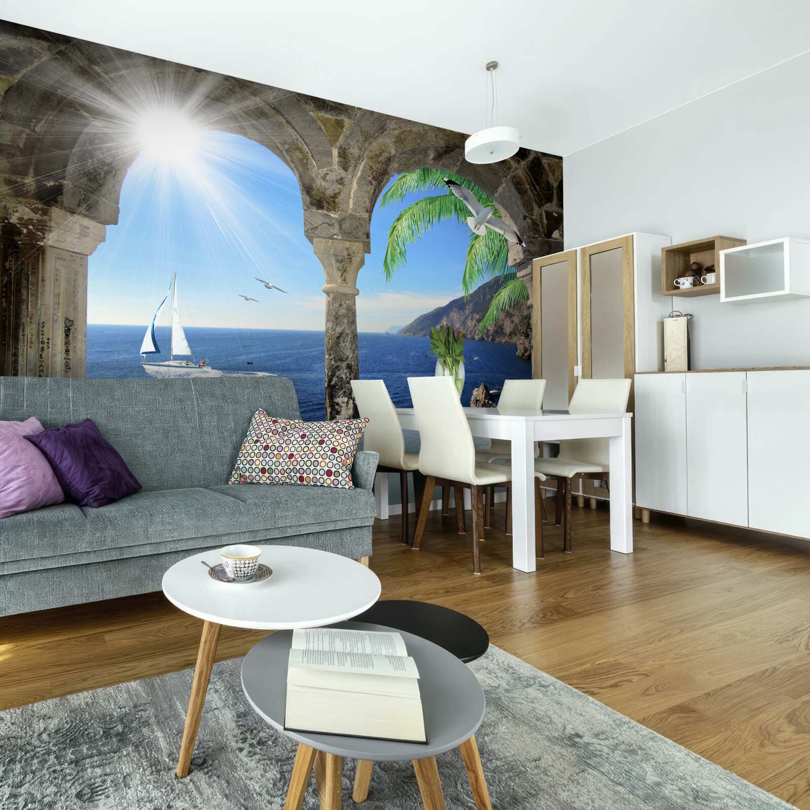 Fototapeten ein alter Bogen mit Blick auf das Meer