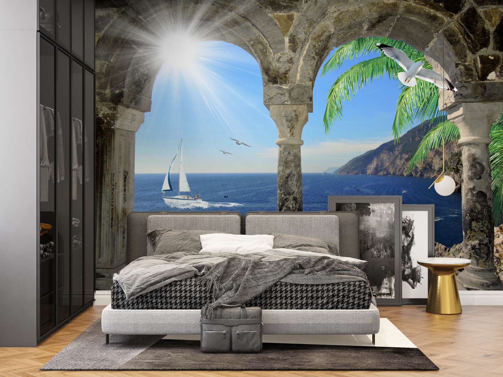 Fototapeten ein alter Bogen mit Blick auf das Meer