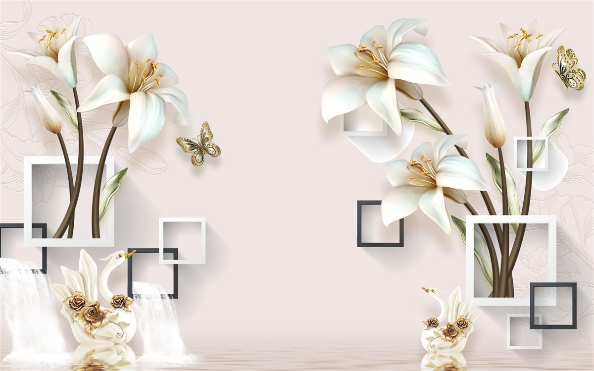 Fototapeten Quadratrahmen mit Blumen