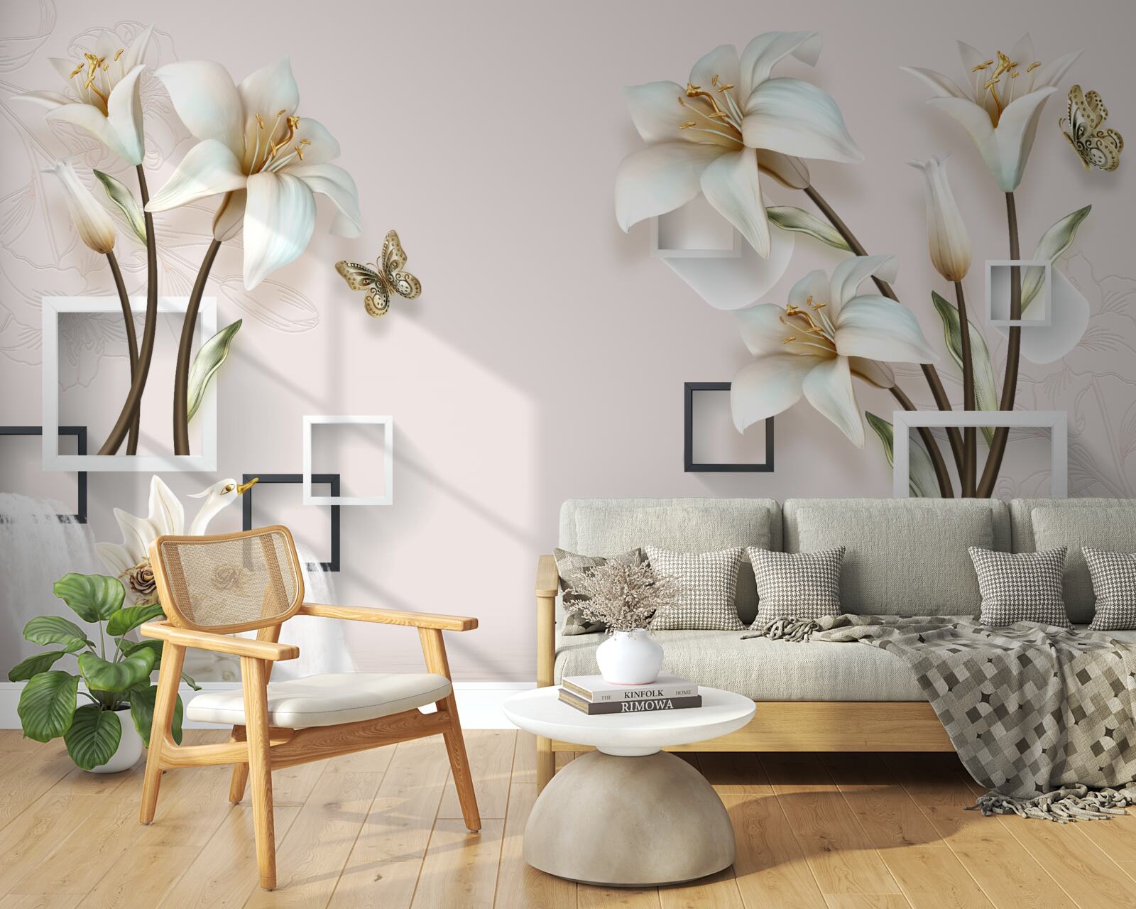 Fototapeten Quadratrahmen mit Blumen