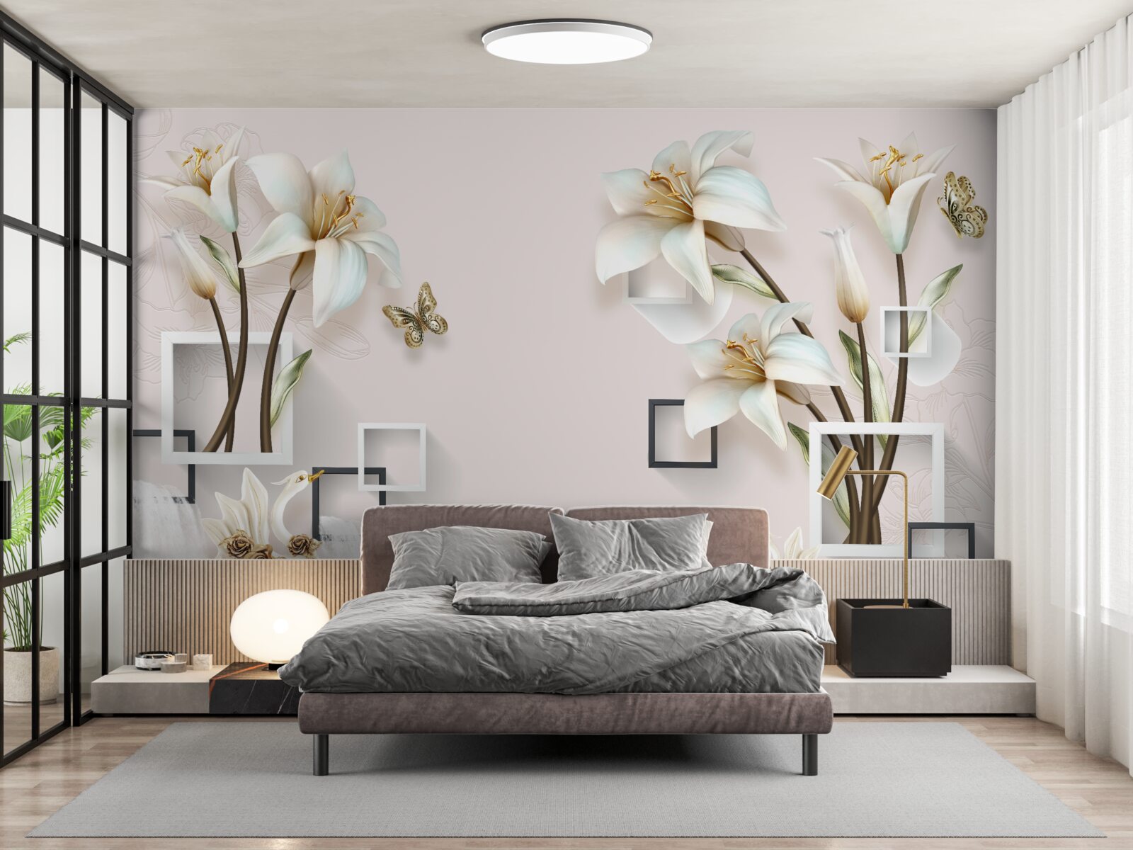 Fototapeten Quadratrahmen mit Blumen