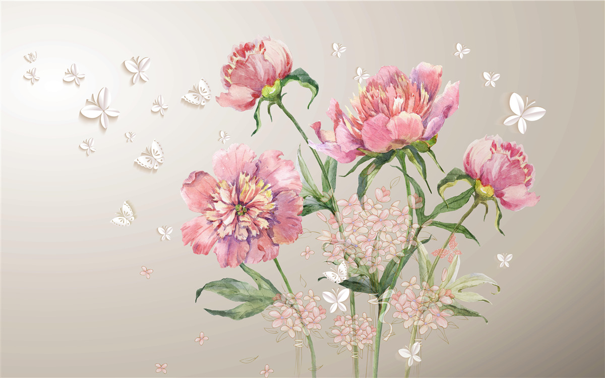 Fototapeten Zarte Frühlingsblumen mit einem zarten rosa Farbton