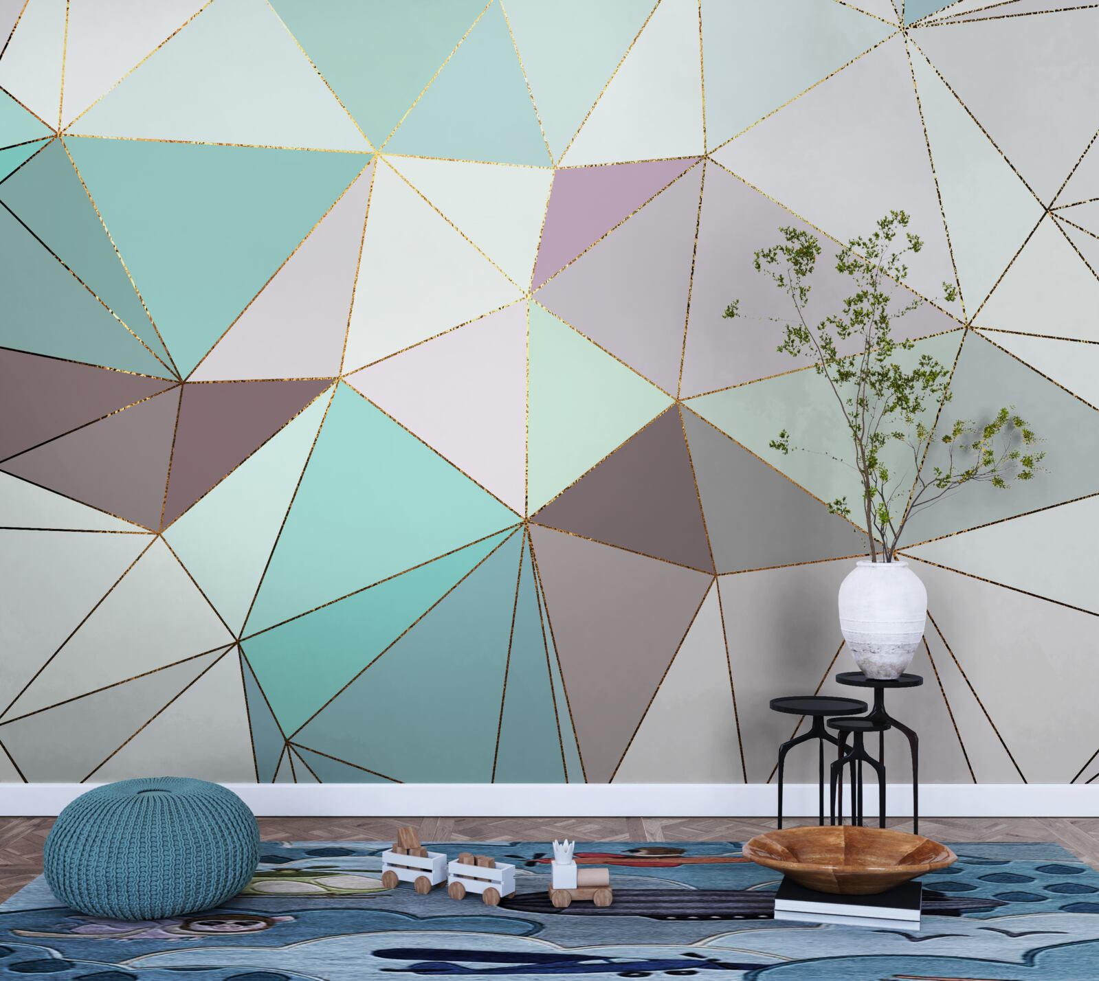 Fototapeten Geometrische Figuren auf einer Marmoroberfläche