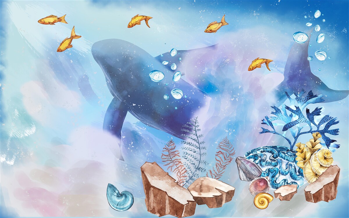 Fototapeten Blauwale Unterwasser