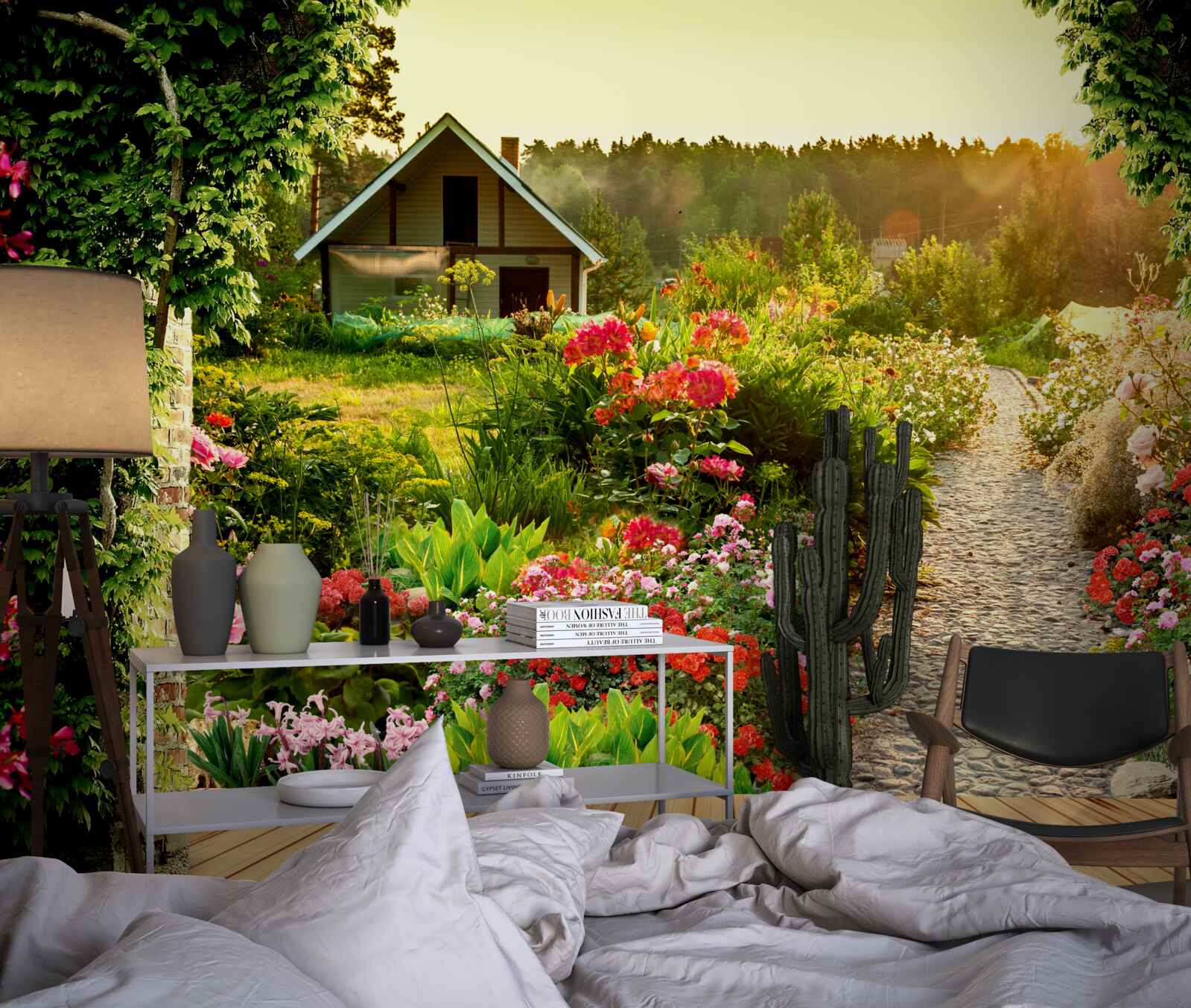 Fototapeten Naturlandschaft mit dem Haus