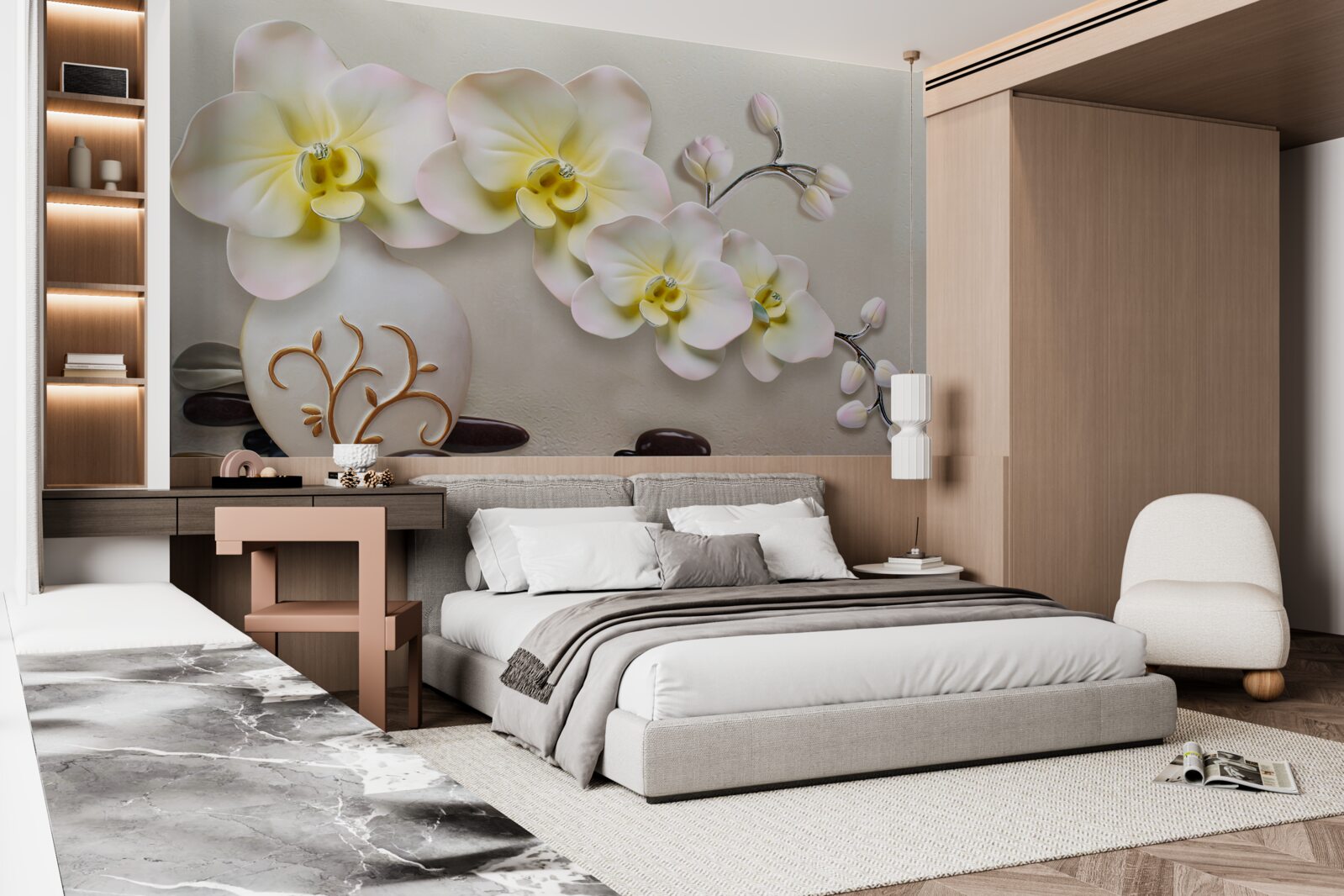 Fototapeten Dekorierte Orchideenblumen