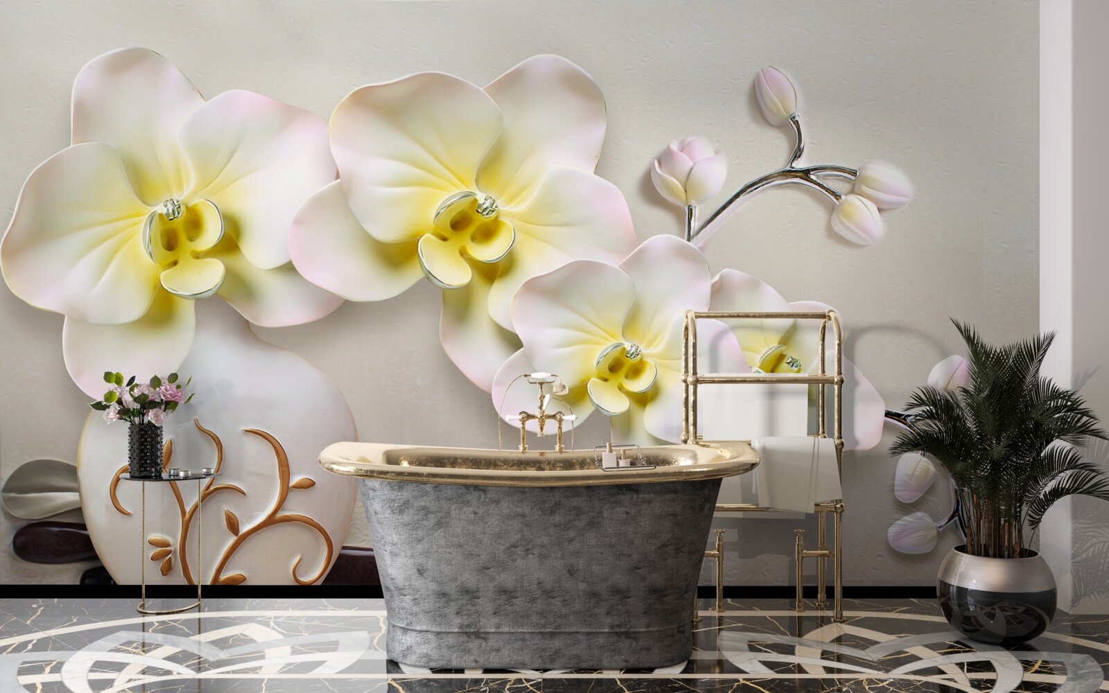 Fototapeten Dekorierte Orchideenblumen