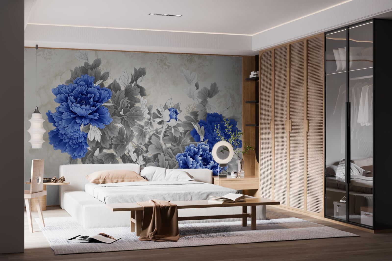 Fototapeten Ikebana kwiatowa auf grauem Hintergrund